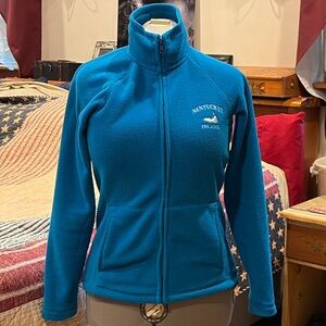 Nantucket Island Vibrant Blue Soft Fleece Jacket and High Collar